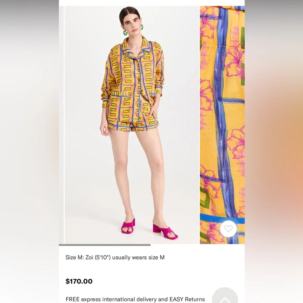 SIEDRES Yellow and Blue Patterned Women Shorts - Picture 1 of 8